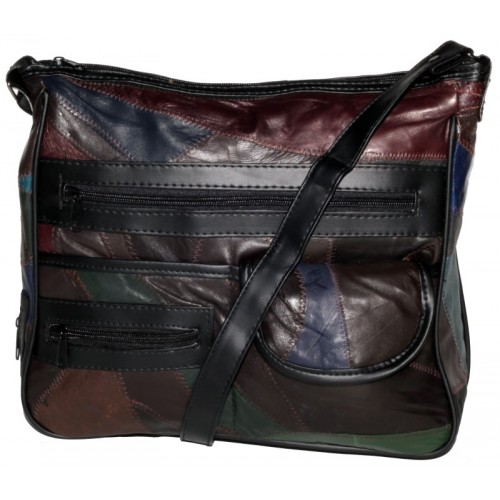 Economy Patchwork Leather Top Zip Organiser Bag 